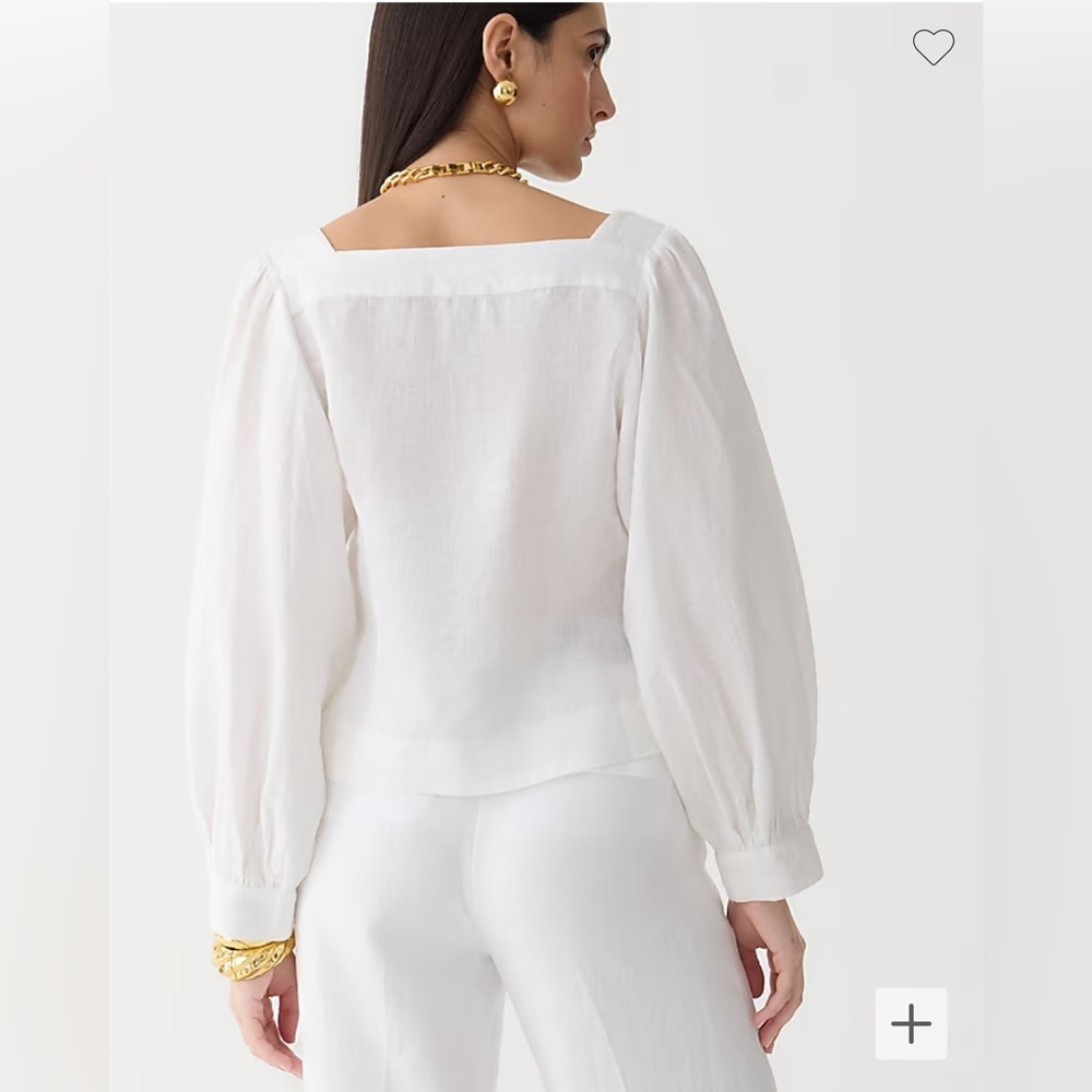 J.CREW Size XXL Squareneck Button-Up top 100% Linen White - Picture 3 of 16